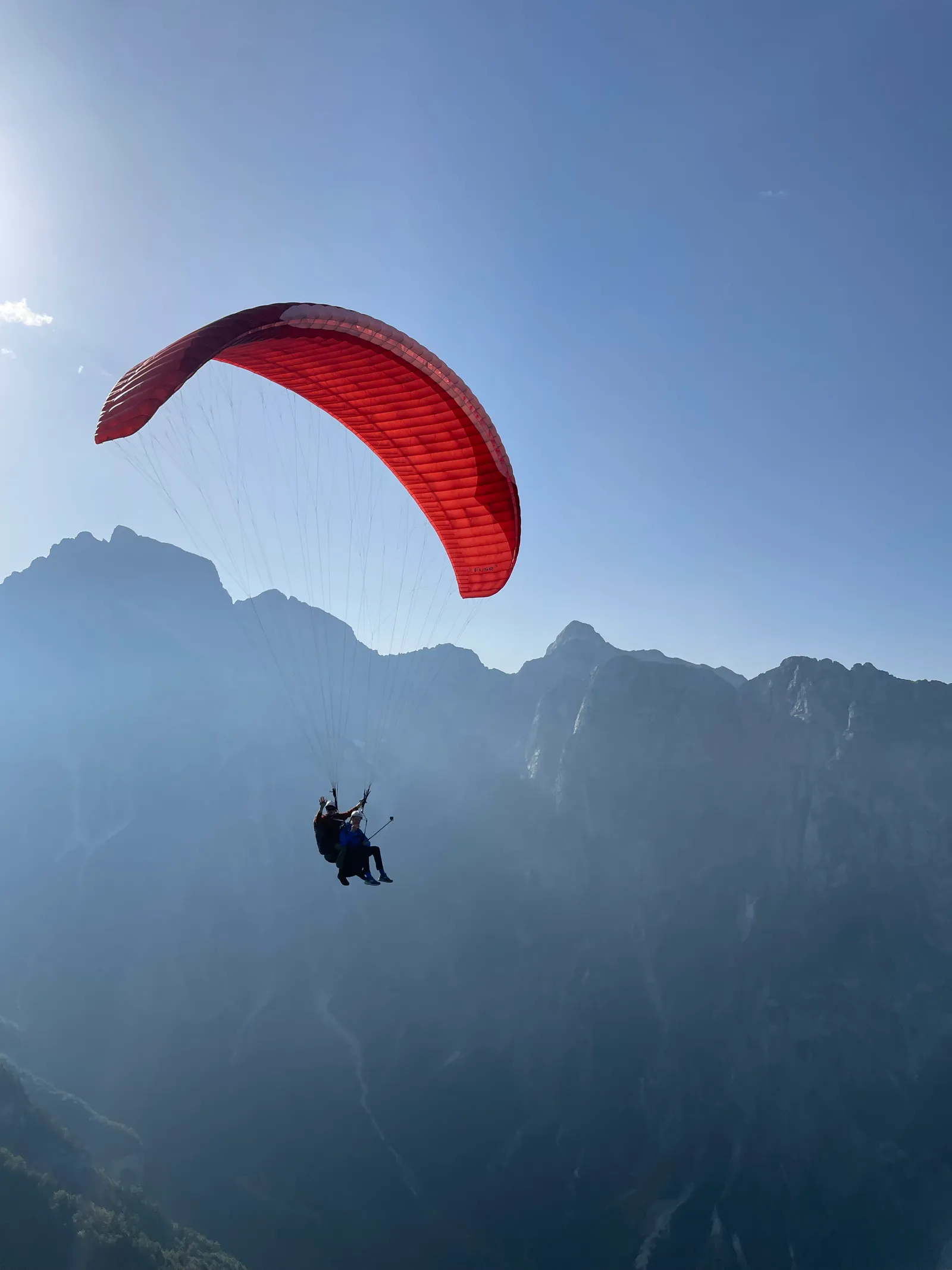Tandem paragliding over the Soča Valley