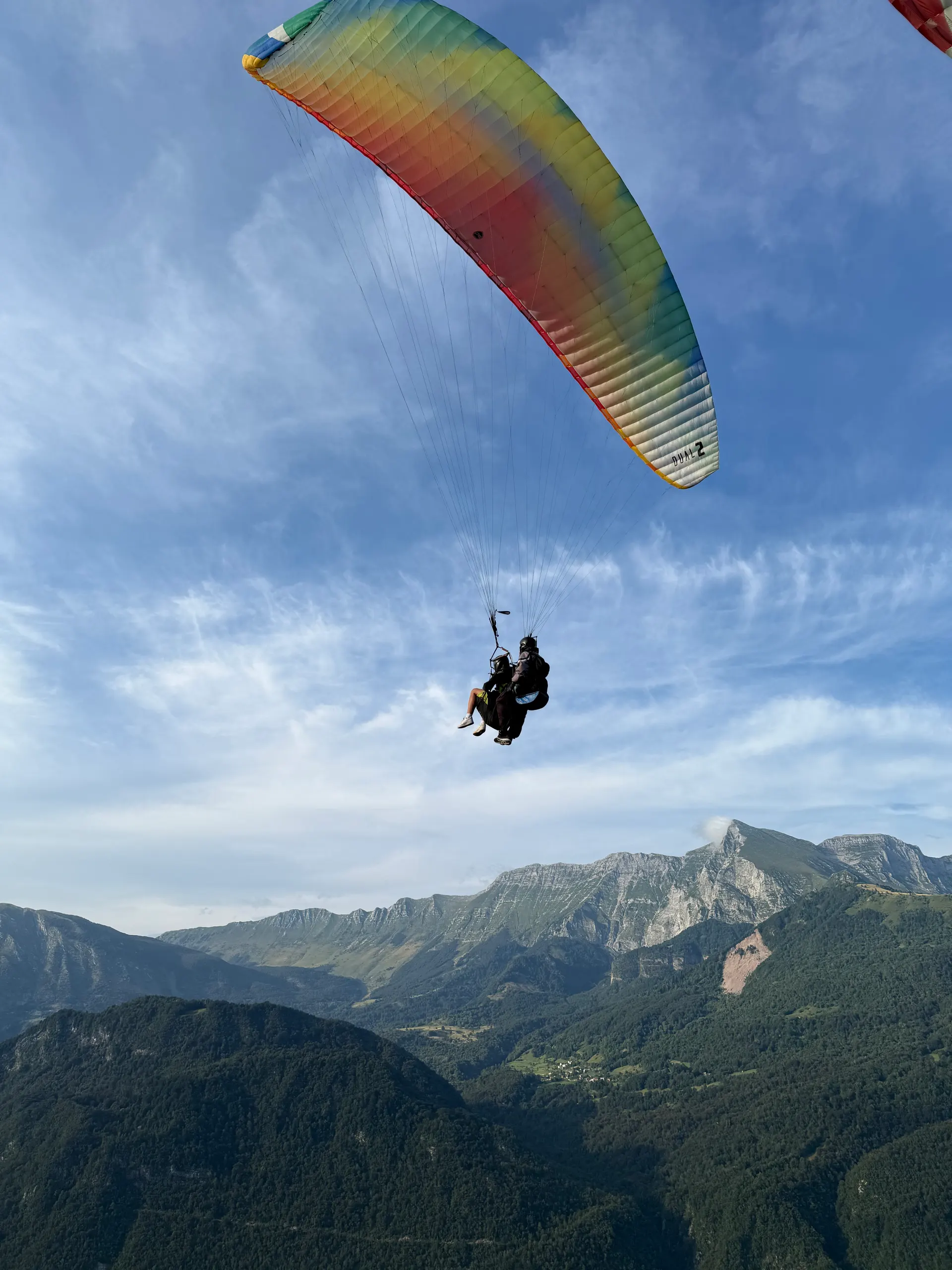 Tandem flight over the Julian Alps above the Soča Valley